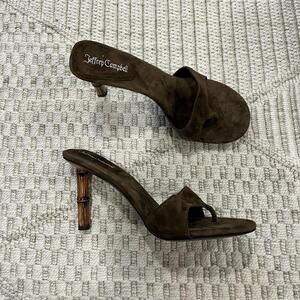 Jeffrey Campbell Linette Suede Bamboo Heel Thong Sandals
